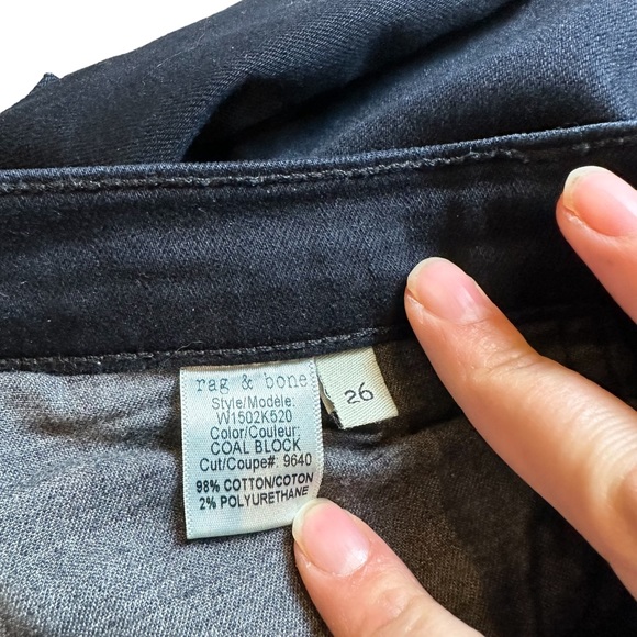 RAG & BONE Women’s Mid Rise Skinny Jean in Coal Block Black with Paint Stripes - Picture 5 of 8